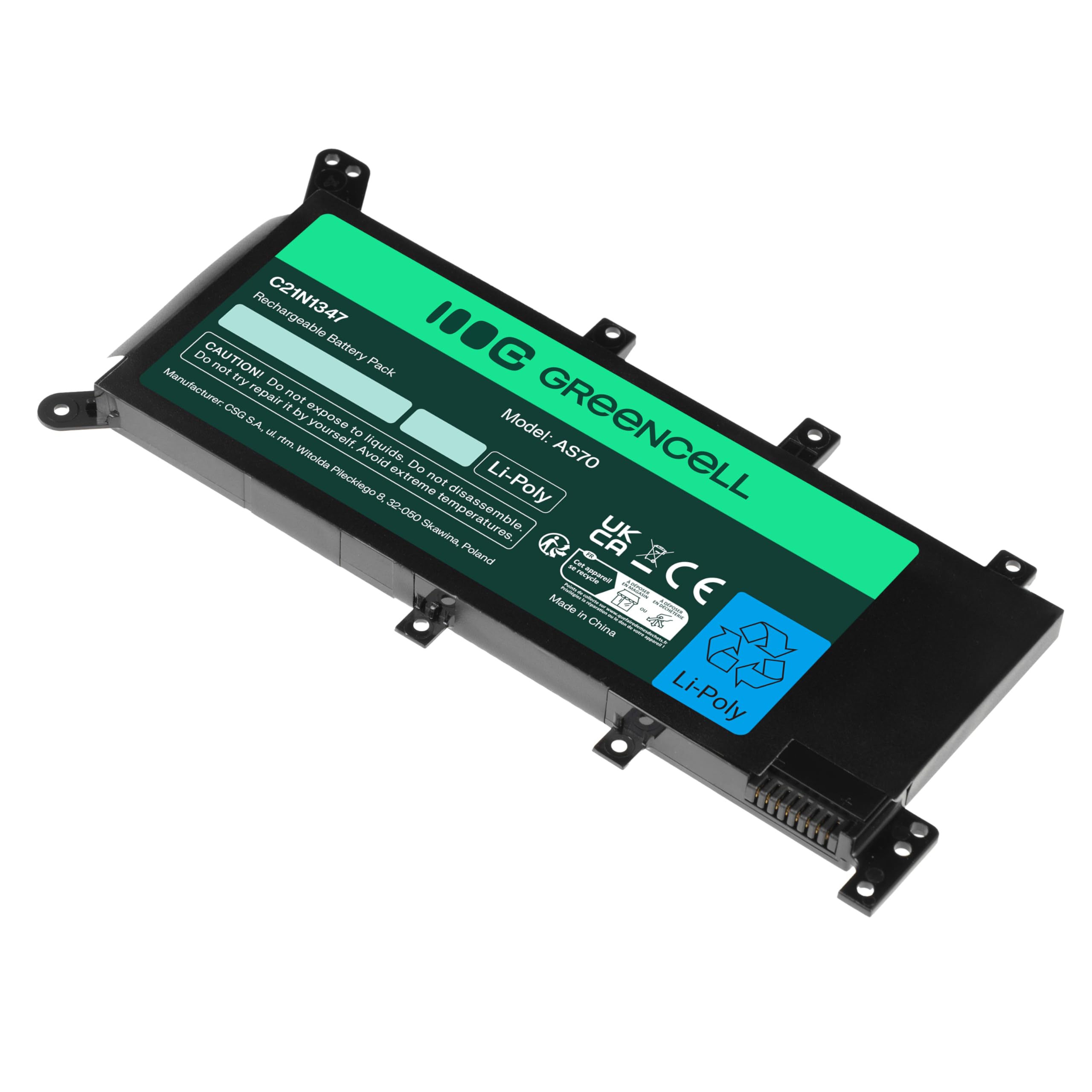 Green Cell Bateria C21N1347 do Asus A555 A555L F555 F555L F555LA F555LB F555LD F555LJ K555 K555L K555LD R556 R556DA R556DG R556L R556LA R556LD R556LJ X555 X555L X555LA X555LN X556 X556U (4000mAh 7.6V)