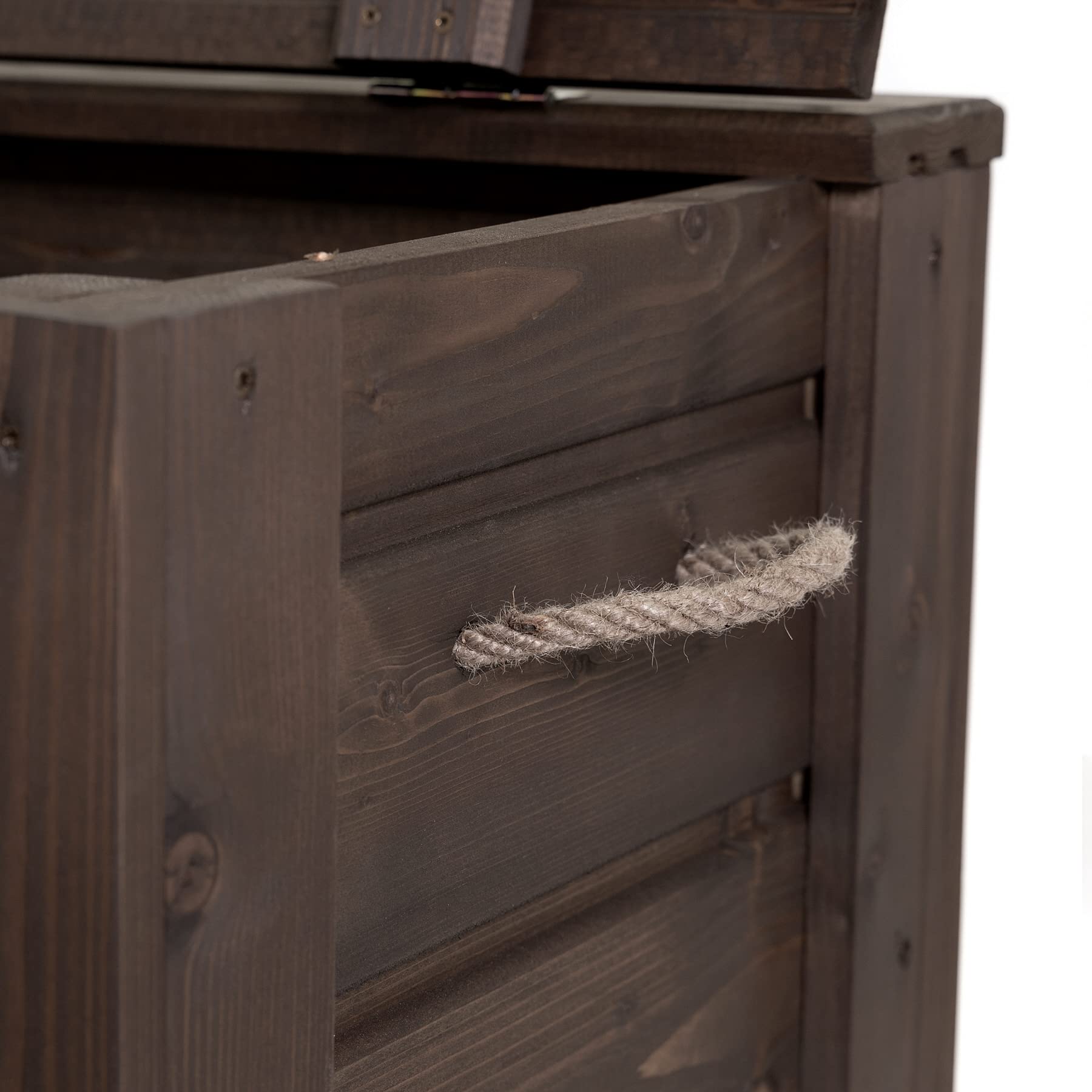 Flair TS 120 Gartentruhe Holz Truhe Garten Aufbewahrung Truhenbank Fichte Palisander mit Seilgriffe
