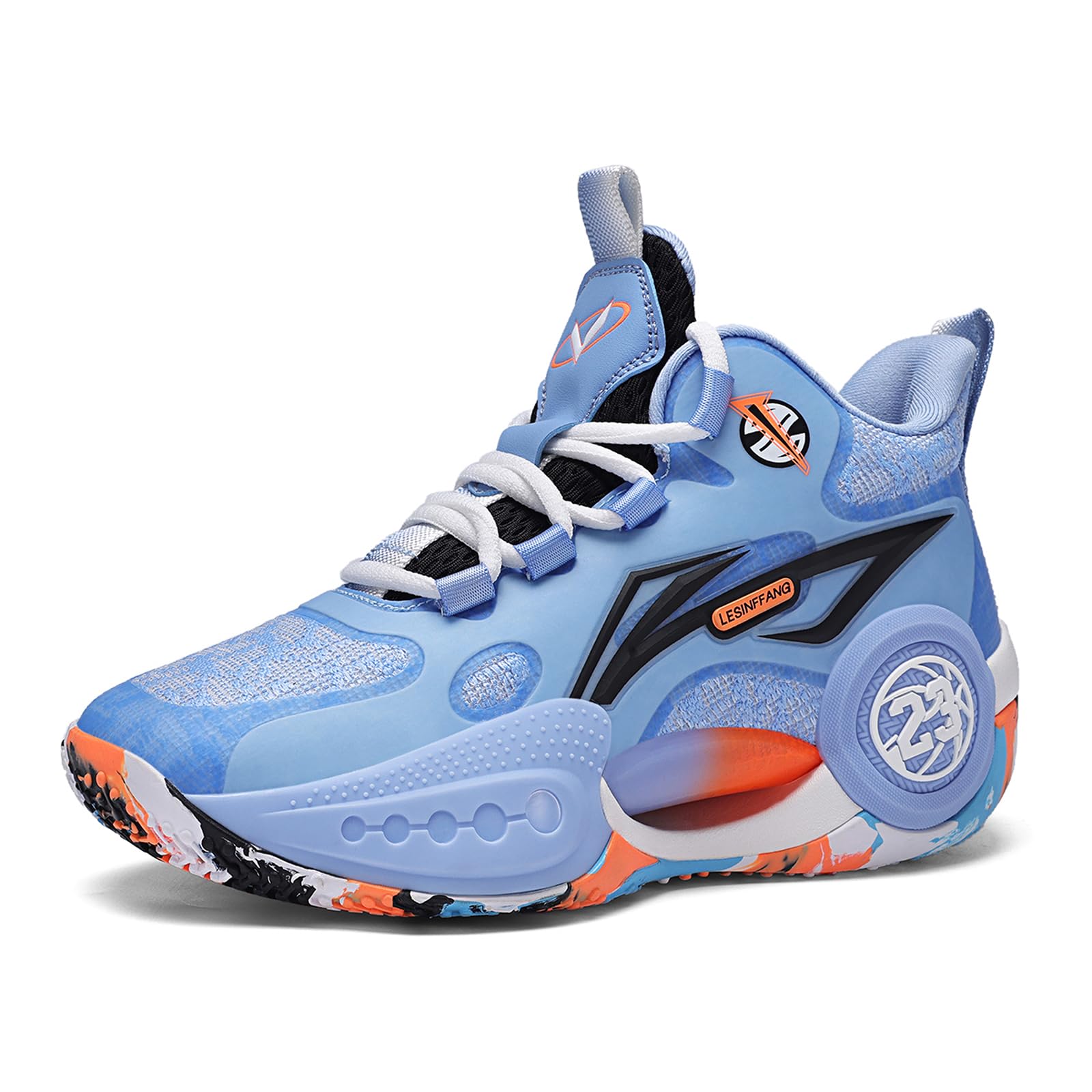 JMFCHI Boys Basketball Shoes Kids Sneakers High-top Sports Shoes Durable Lace-up Non-Slip Athletic Shoes Secure for Big Kids Size 5