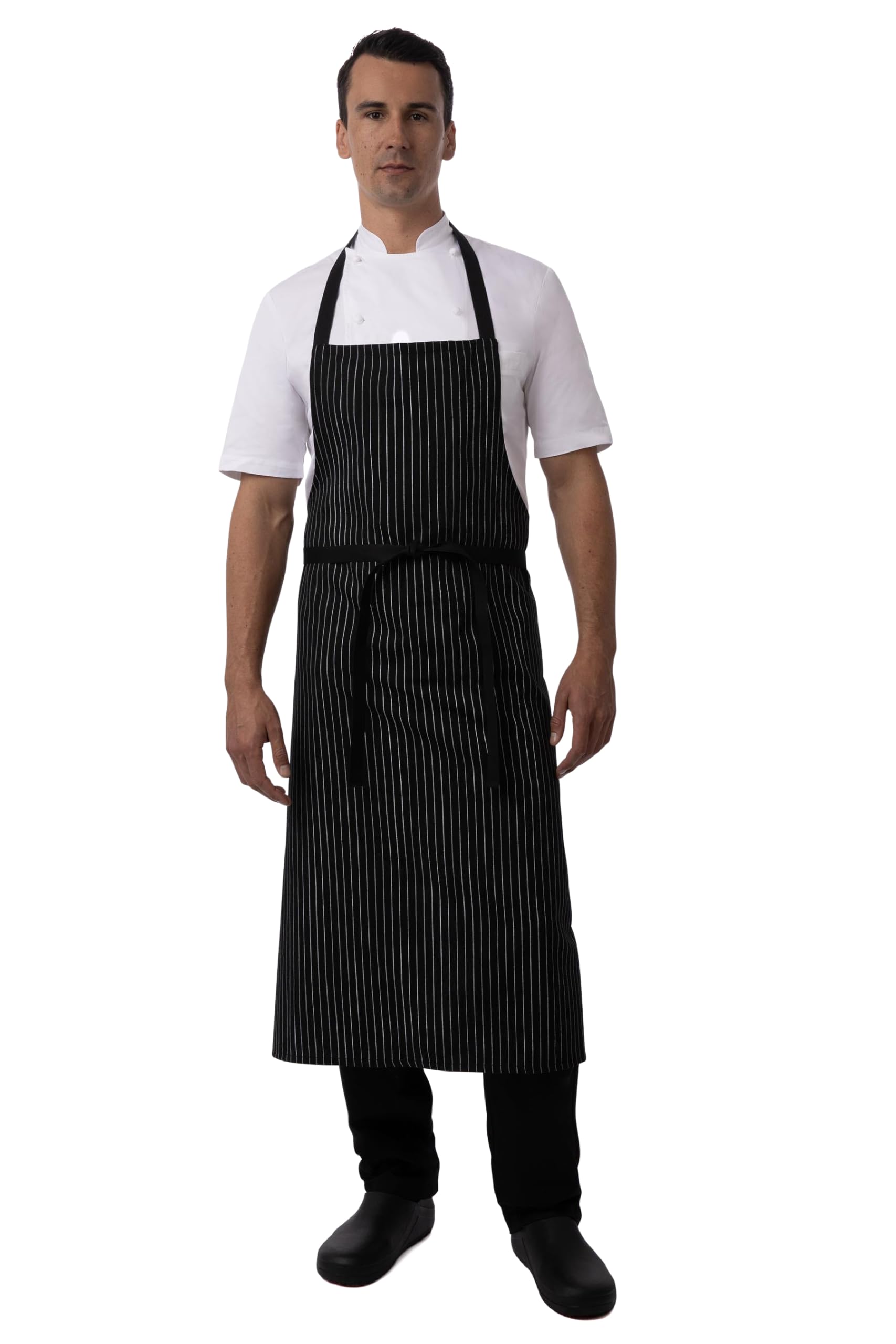 Bragard Unisex Travel Chef's Bib Apron, Pinstripe, One Size