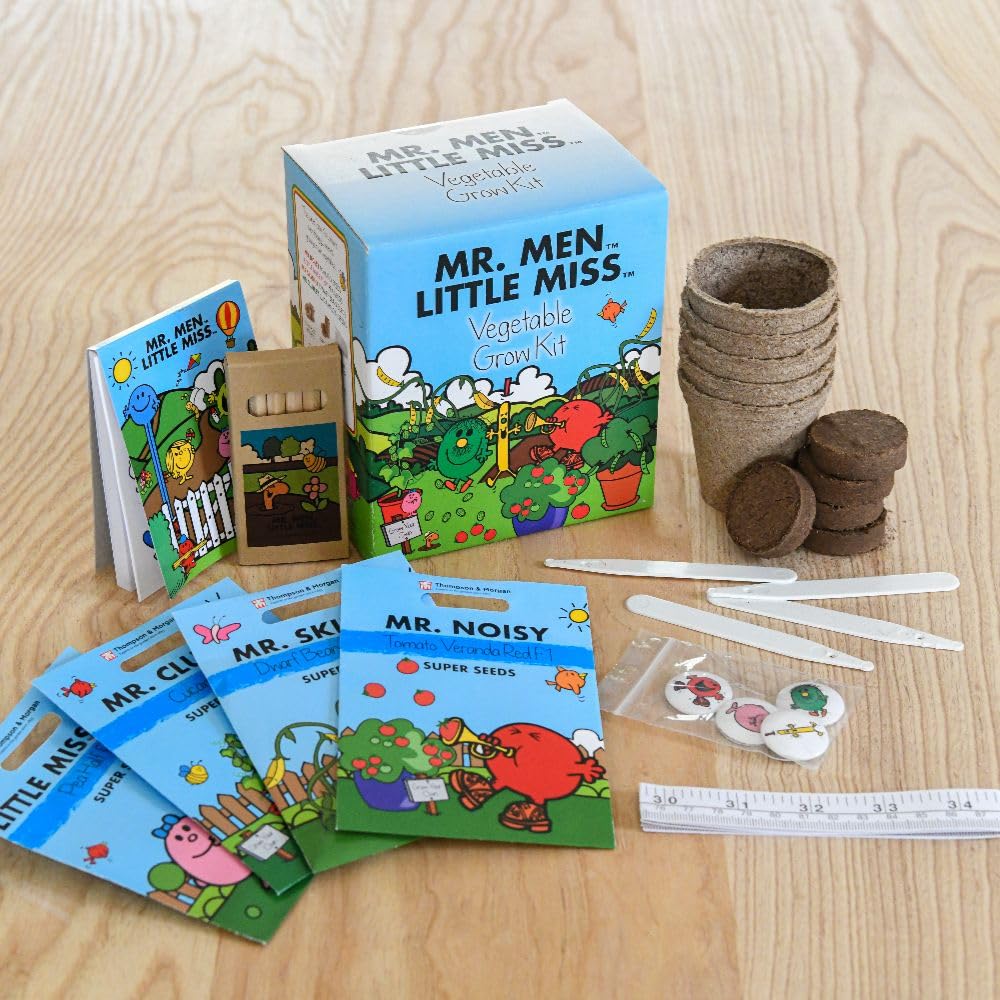 1 x Mr Men & Little Miss Vegetable Grow Kit for Kids – Easy to Grow Seeds with Colouring Pencils & Drawing Pad – Fun Garden Gift by Thompson & Morgan