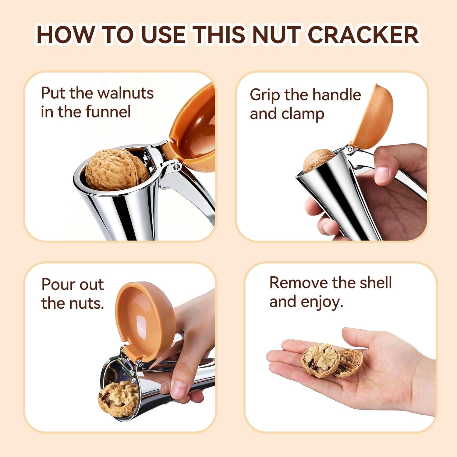 Nut Cracker, Heavy Duty Nutcracker with Splash-Proof Lid, Walnut Cracker Tool with Ergonomic and Self-Retracting Handle -Cracks Large to Medium Sized Nuts With Little Effort - Image 6