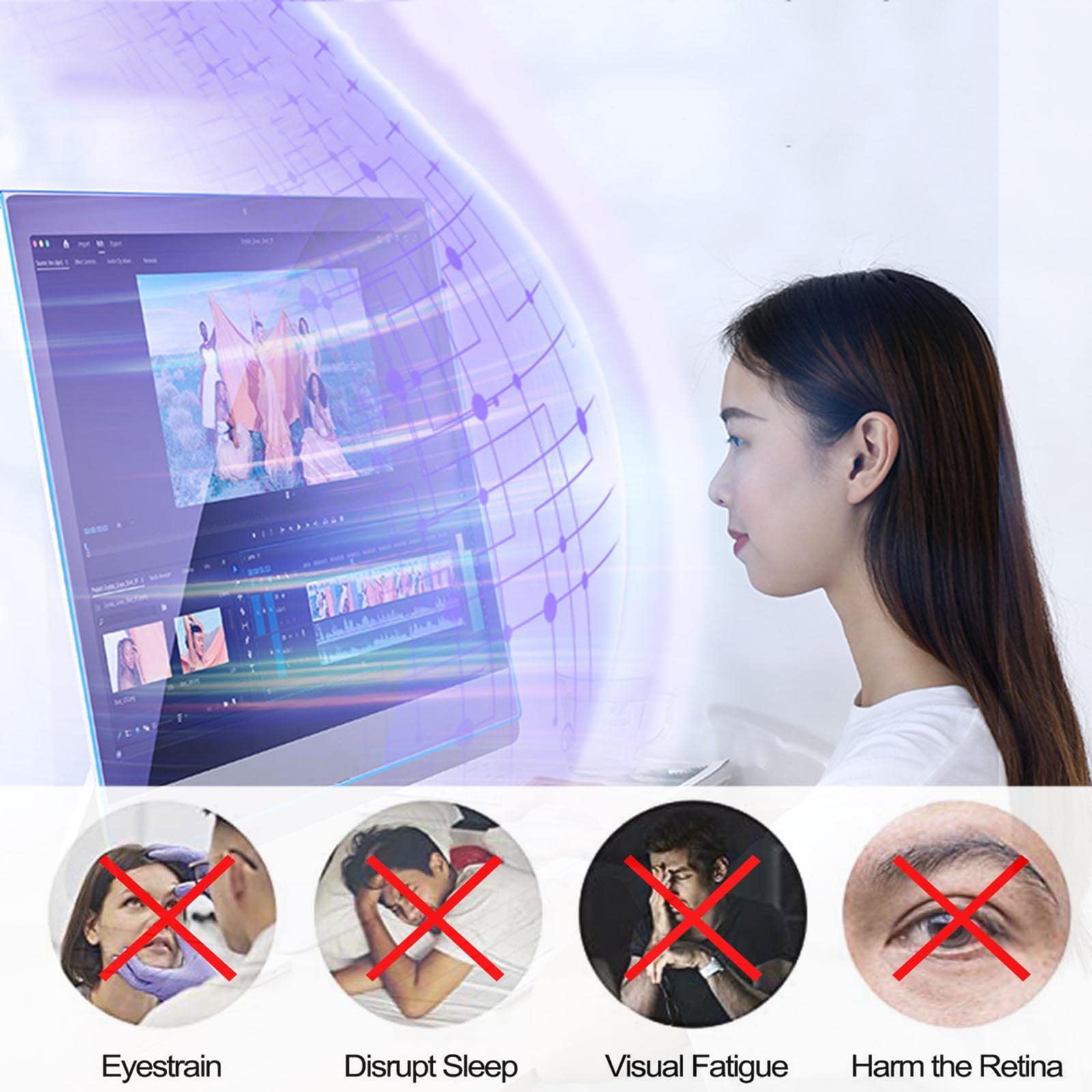 LIGUOYI Computadora Filtro De Privacidad, Antis Luz Azul Filtro De Pantalla, Antis-Reflejos, Antis UV, Antis-Espionaje Protector De Pantalla Prevenir La Fuga De Datos, Desmontable