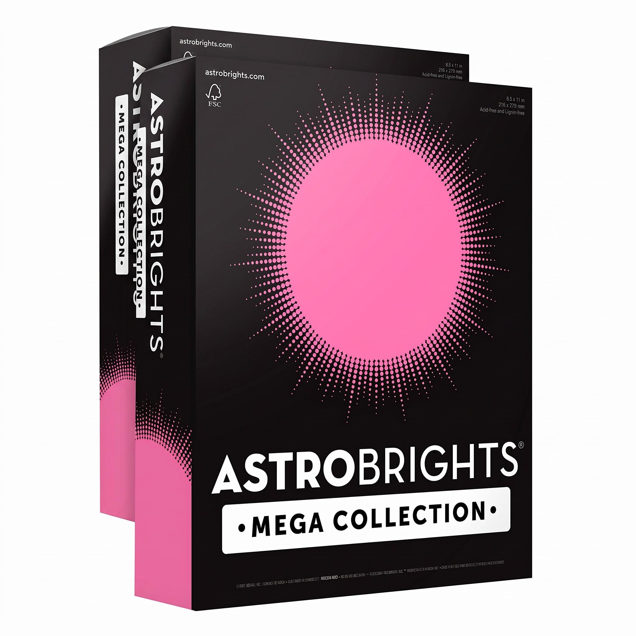 Astrobrights Mega Collection, Colored Paper, Neon Pink, 625 Sheets, 24 lb/89 gsm, 8.5" x 11 - MORE SHEETS! (91673) (Pack of 2)