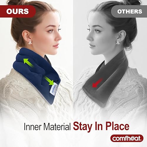 Miniatura 3 de Almohadilla térmica para el cuello apta para microondas para aliviar el dolor, compresa caliente húmeda para microondas, calentador de cuello para