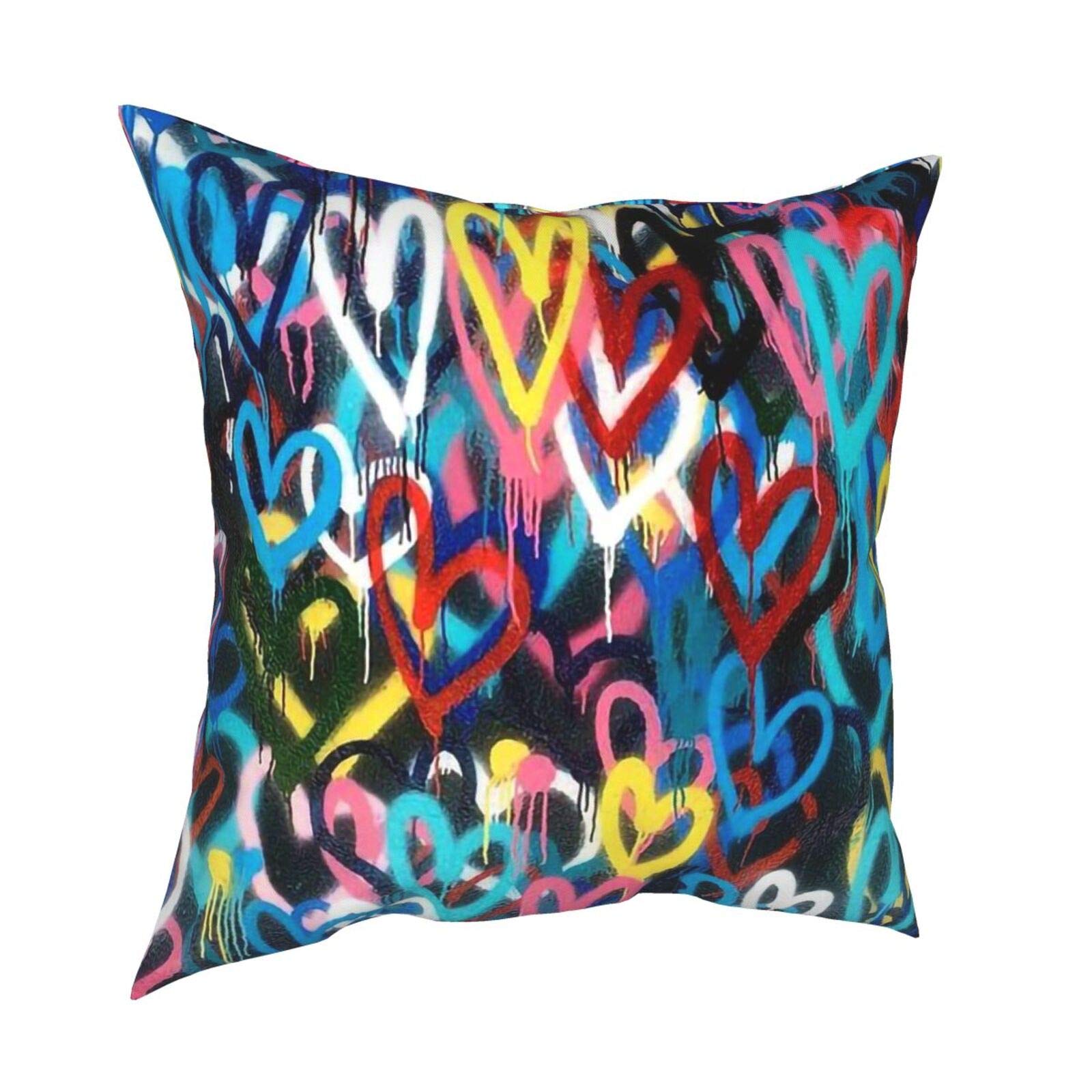 LANJYF Splatter Paint Throw Pillow Covers - 12"x12" Decorative Square Pillowcase Soft Cushion Case for Bed Sofa Home Decoration