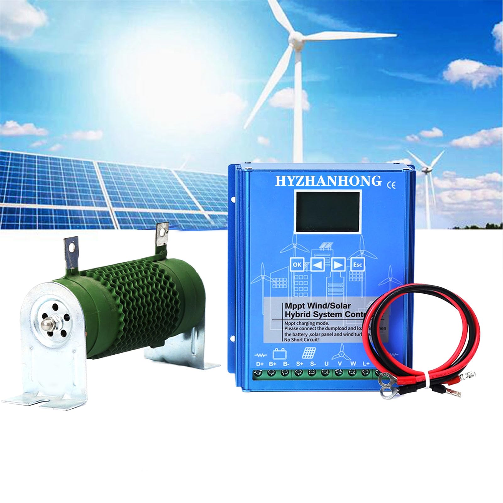 1500W-3000W Wind Solar Hybrid-System MPPT-Ladungsregler mit Dump-Last-Windturbinengenerator Solarpanel 12V 24 V 48 V Autoregler