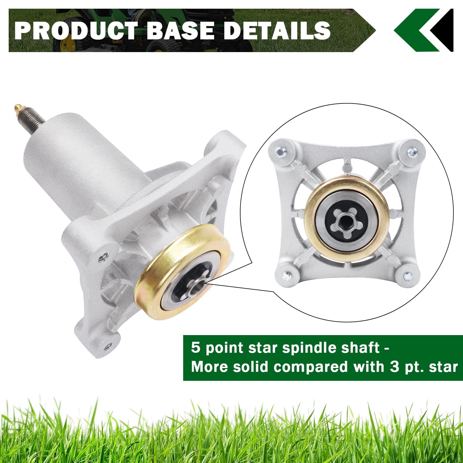 CheeMuii Paquete de 3 piezas de husillo para cortacésped Husqvarna YTH22V46 YTH24V48 YTA18542 Craftsman Ariens Poulan de 42 pulgadas, 46 pulgadas, 48 pulgadas, 54 pulgadas, piezas de repuesto para