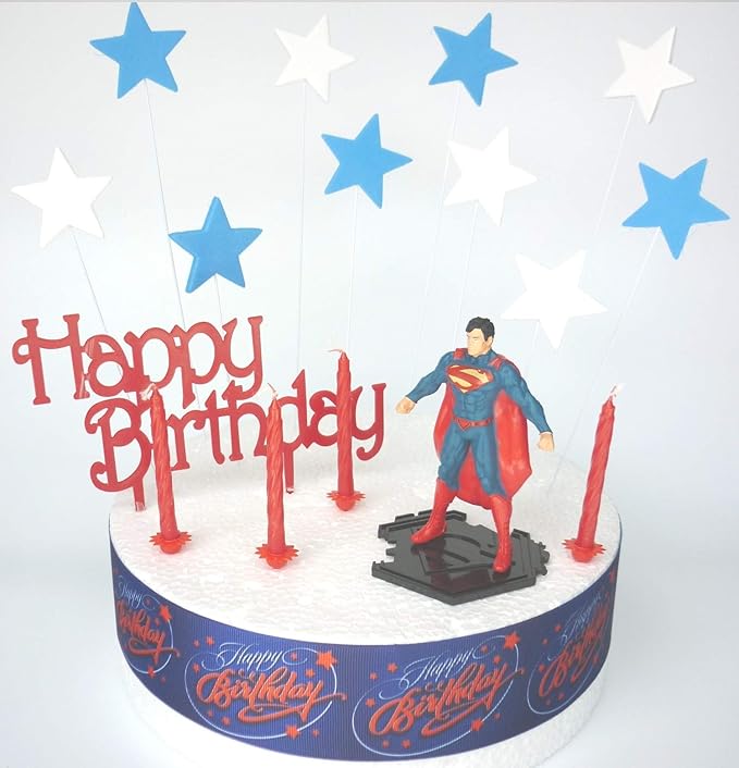 Superman Birthday Cake Decoration Set Amazon Co Uk Home Kitchen