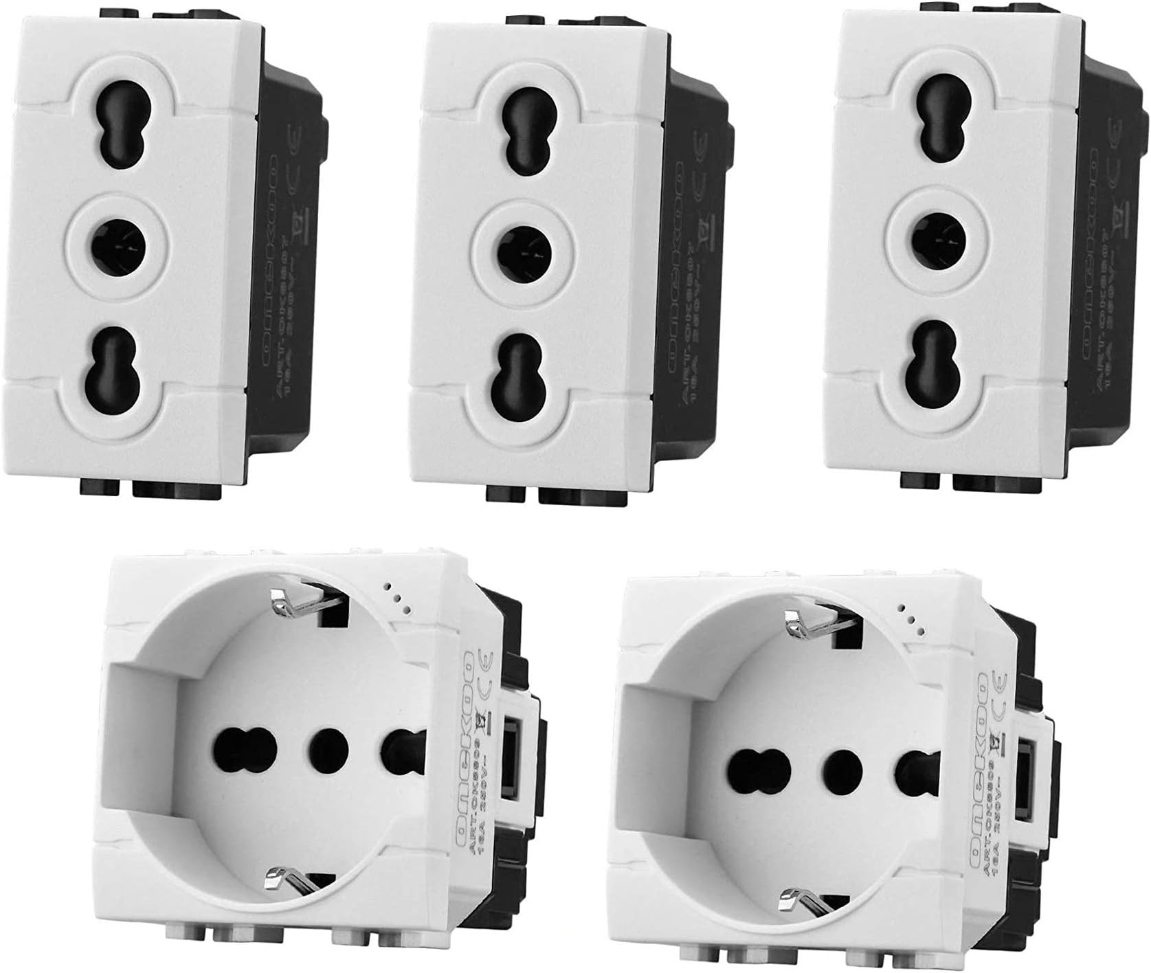 Kit 10 Pezzi Compatibile Living Light - 5 Placche E 5 Supporti 3 Posti, Ricambi Per Luci