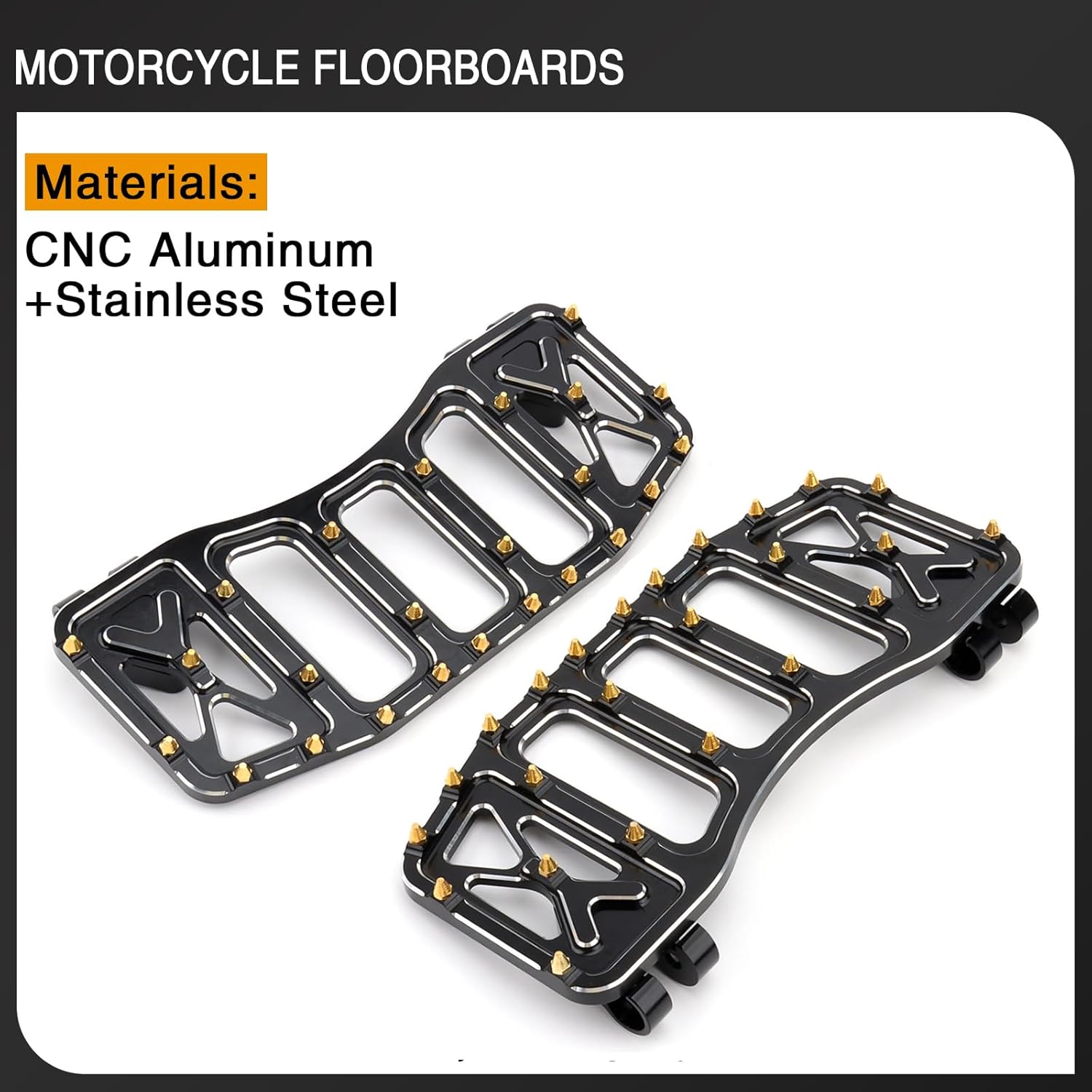 Motorcycle Floorboards MX Foot Pegs Footrest for Harley 1986-2023 Touring Road King Street Glide Road Glide 86-2017 Softail Fat Boy FL 2012-2016 Dyna FLD (Gold Black)