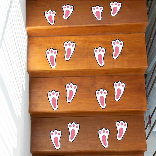 Miniatura 2 de Pegatinas de pared de Pascua, diseño de huellas de conejito de Pascua, calcomanías divertidas de huellas de conejo, calcomanías de arte de pared