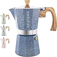 Vista 17 de GROSCHE Milano Cafetera Moka para estufa, para 9 tazas de café expreso, de 15.2 onzas, azul. Cafetera de estufa Moka, espresso italiano, greca