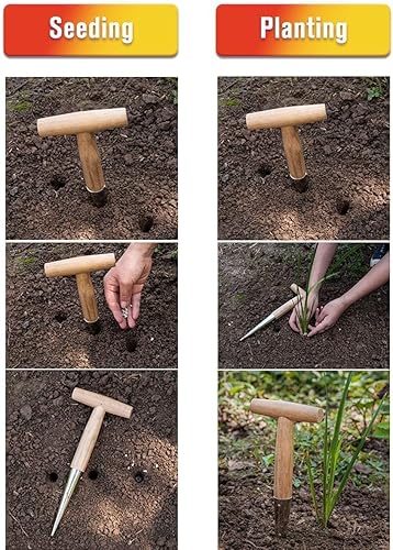 Miniatura 5 de Gardtech Juego de herramientas de jardín, hecho con mango de madera de fresno real y acero inoxidable grueso, 3 piezas, incluye paleta de mano de