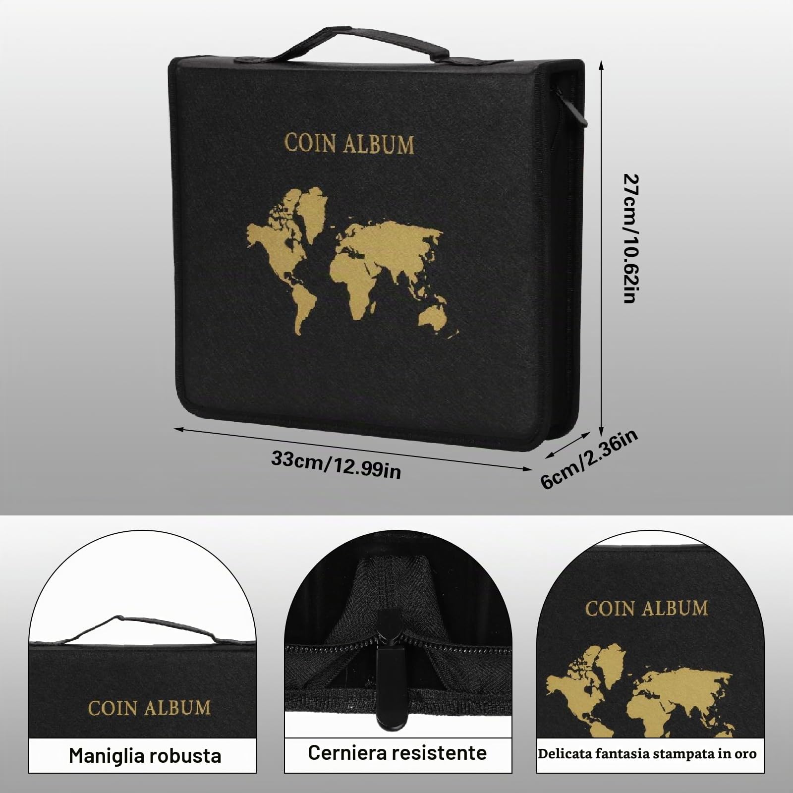 Mumisuto Album da Collezione Con 240 Tasche per Monete e 30 per Banconote, Raccoglitore Libro per Collezionisti