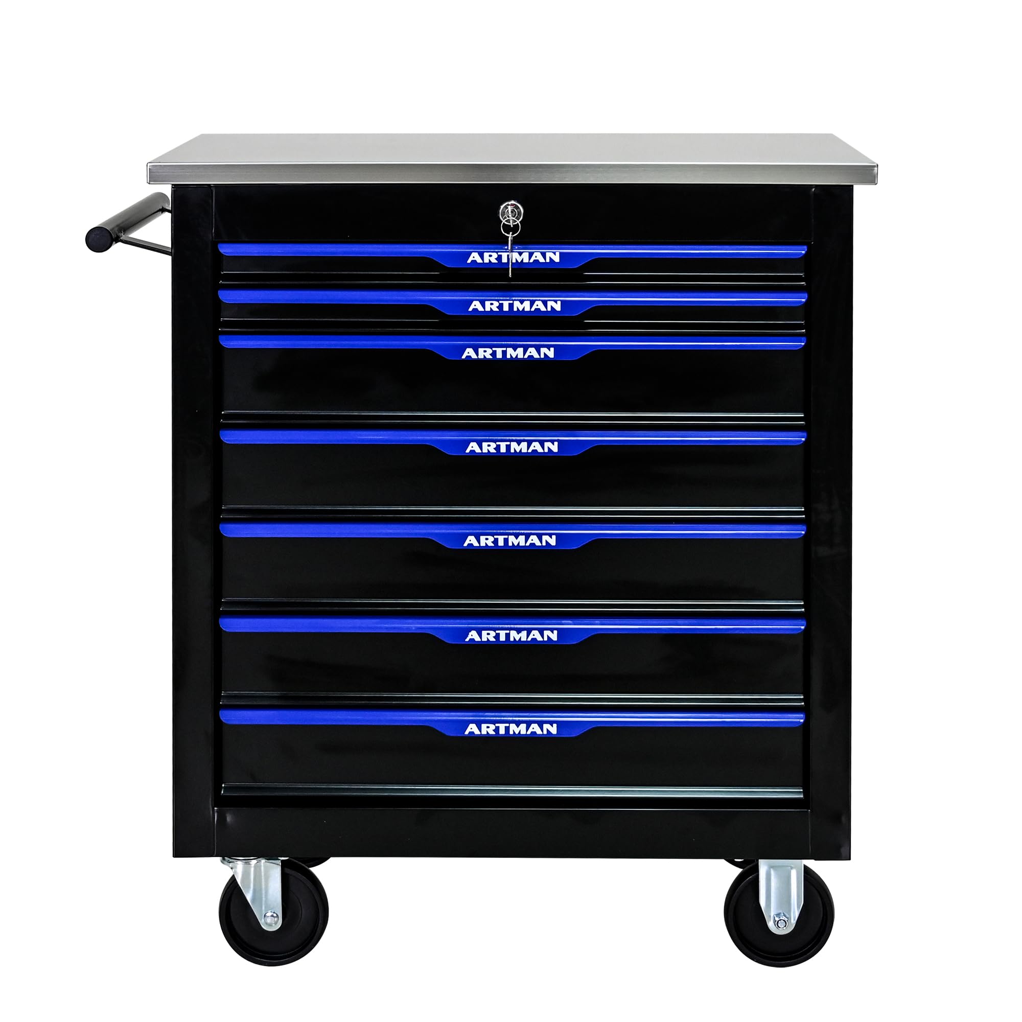 7 Drawers Rolling Tool Chest Cart PLUS ,Tool Storage Cabinet With 4 Wheels.Tool Cabinet Trolley With Locking System and Stainless Steel