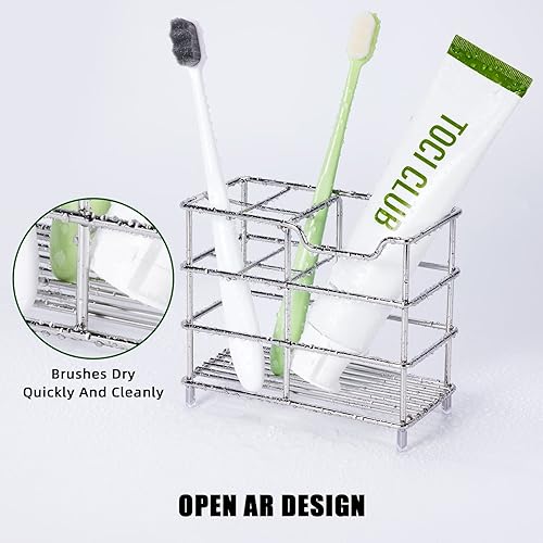 Miniatura 3 de Soporte para cepillo de dientes de baño de acero inoxidable, soporte eléctrico para pasta de dientes, con 5 ranuras multifuncionales para,