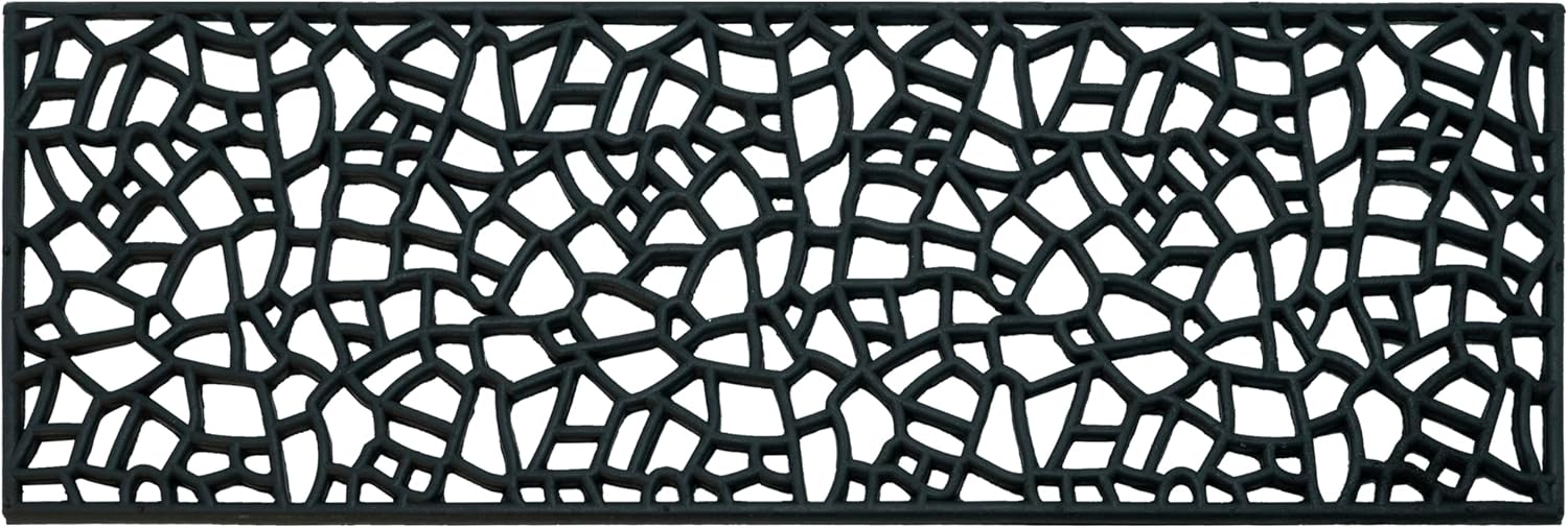 Set of 4 Rubber Stair Tread Mats 30 x 10 Inch Anti-Slip Outdoor Rug, Black – Web Pattern