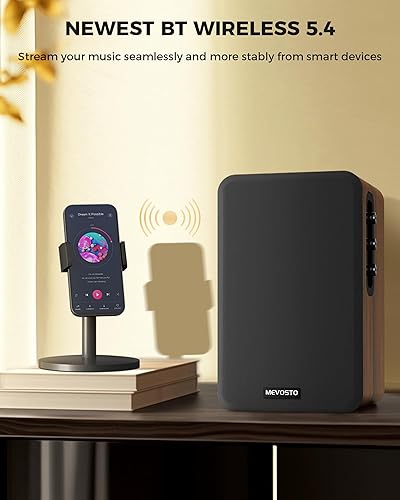 Miniatura 5 de Altavoces activos para estantería de 36 W RMS - Altavoz inalámbrico BT 5.4 con woofer de 5 pulgadas, altavoces de PC de cúpula de seda, monitores de