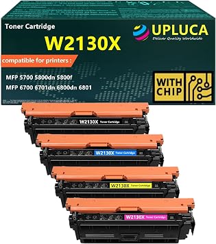 213X W2130X Toner Replacement for HP W2130X W2131X W2132X W2133X Toner Cartridge Works for HP Color Laserjet MFP 5700 5800dn 6700 6701dn 6800dn 6801 6800zf 5700dn 6700dn Printers 4-Pack