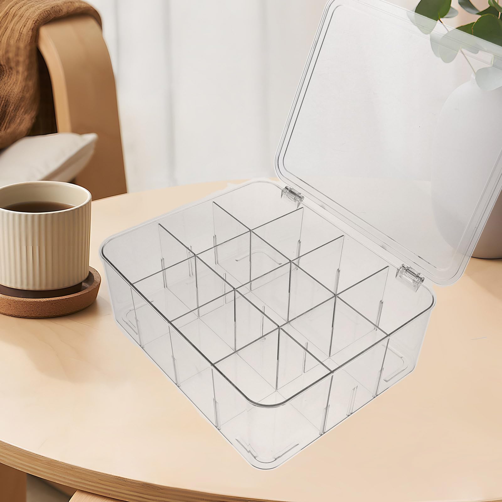 Caja Organizadora de Plástico Transparente Ahorro de Espacio con Compartimentos para Tarjetas, Tarjetero de Escritorio Práctico y Compacto Adecuado para Juegos de Cartas