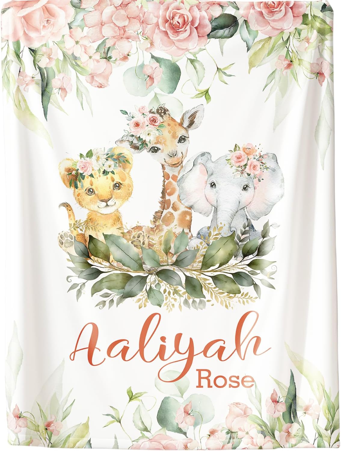 Personalized Floral Baby Blanket - Newborn Milestone Blanket - Custom Baby Throw- Personalized Baby Blankets for Girls