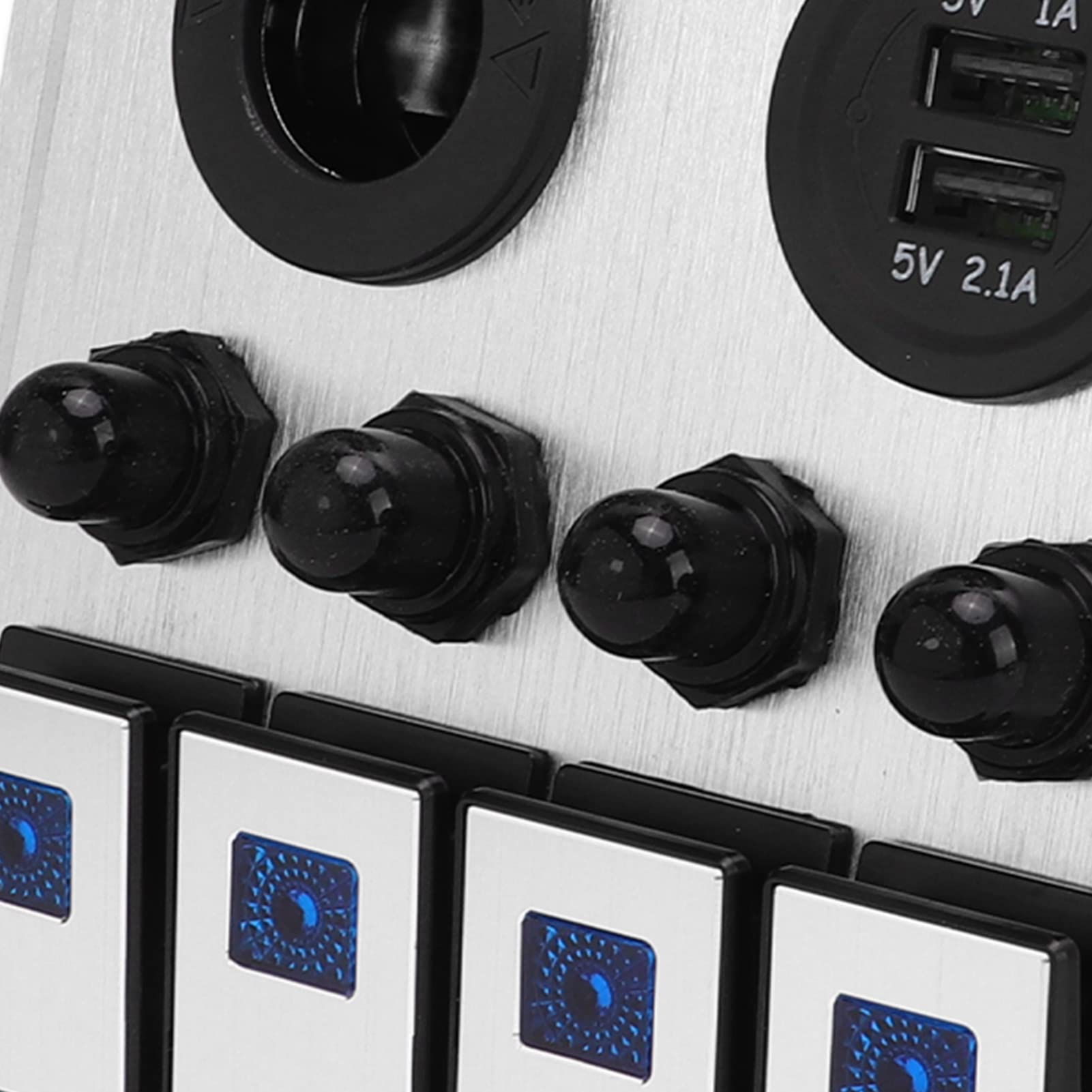 Panel przełączników kołyskowych 4-krotnych Panel przełączników kołyskowych dla łodzi morskich Tlenek srebra Wł. Wył. z podwójnym niebieskim światłem