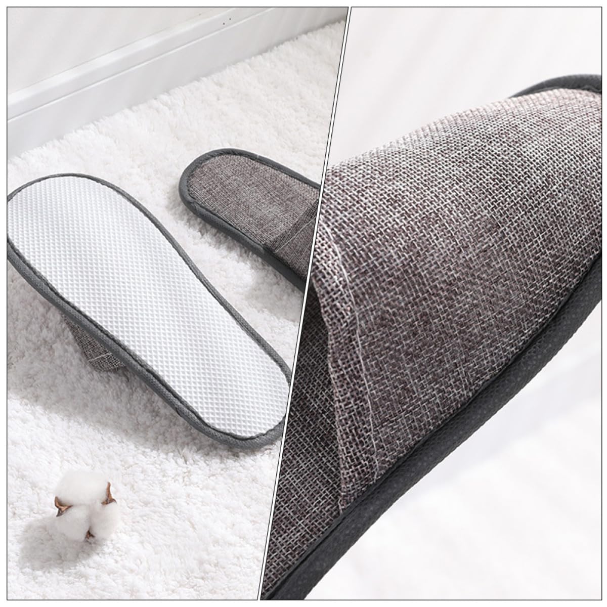 Gatuida 10 Pares de Pantuflas Reutilizables para Hombre y Mujer Suelas Cómodas de Eva y Material de Tela de Rizo, Ideales para Ver Casas y Salones de Uñas