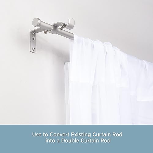 Miniatura 2 de Kenney KN76109 Kit de conversión de barra de cortina doble, longitud ajustable de 42-120 pulgadas, acabado de níquel cepillado, tubo de acero de 58
