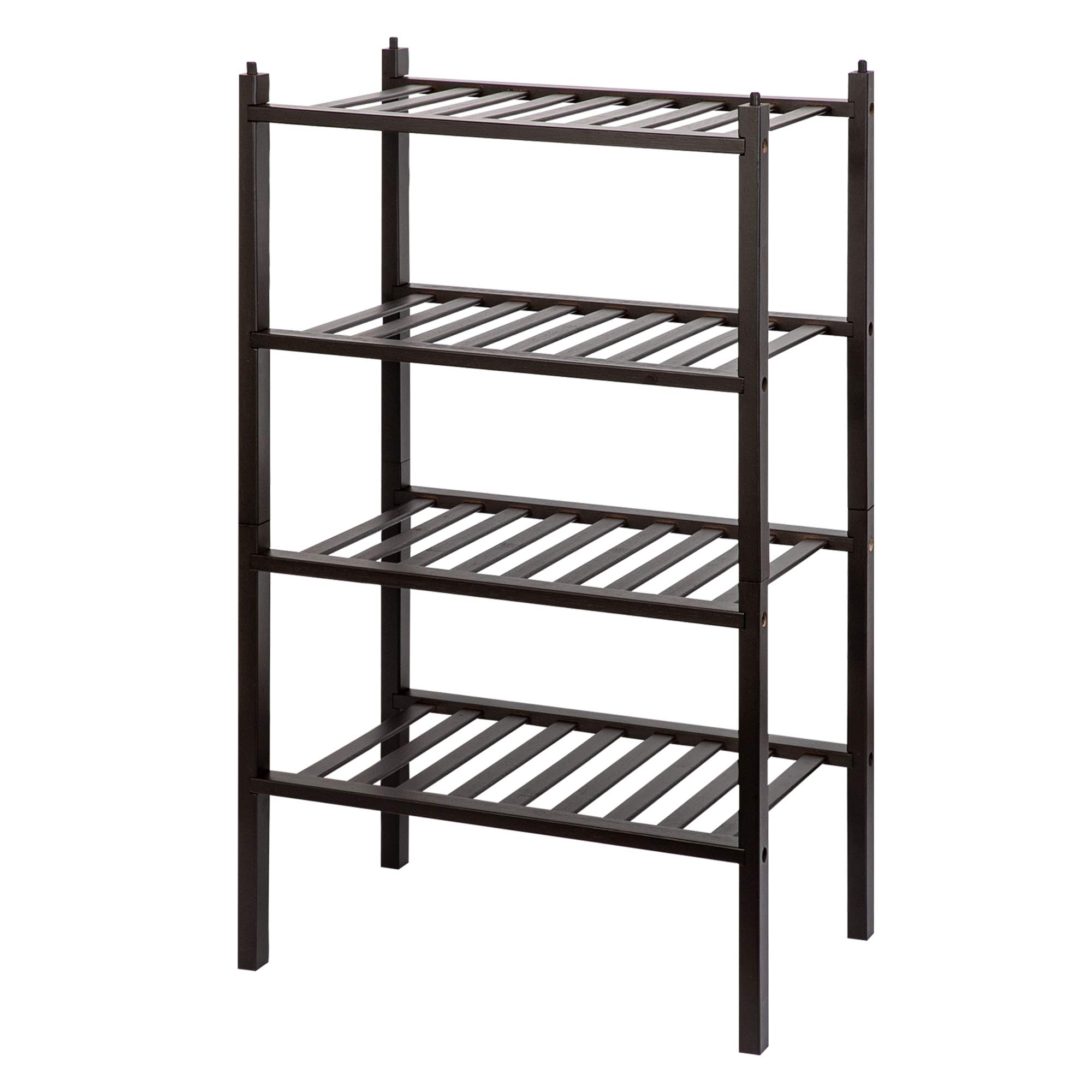 4 Tier Shoe Rack,100 Natural Bamboo Wooden Shoe Rack,Stackable Shoe Rack,Narrow Shoe Rack