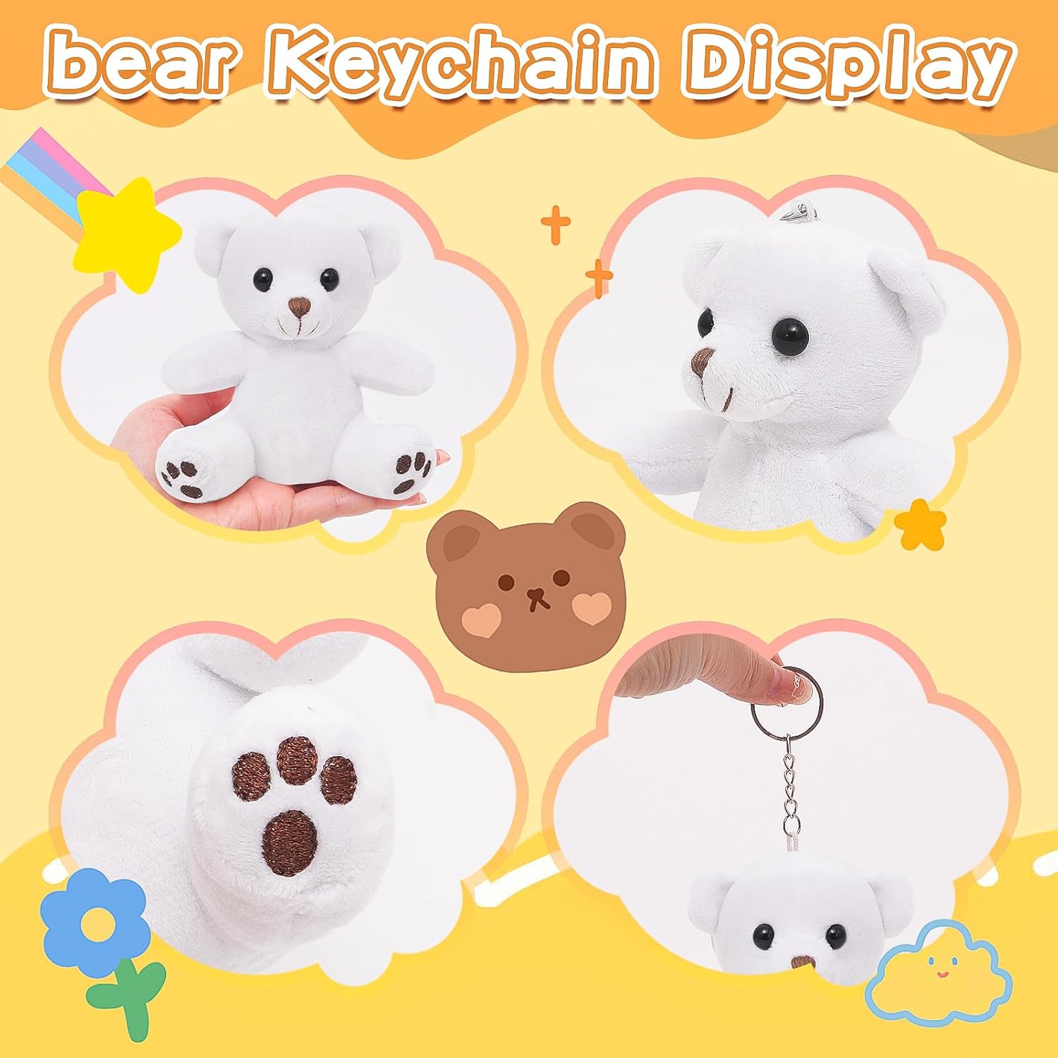 8Pcs Bear Party Favor Bulk Toys Mini Plush Bear Stuffed Animals Small Bears Keychain for Valentine Birthday Wedding Goodie Bag Stuffer Party