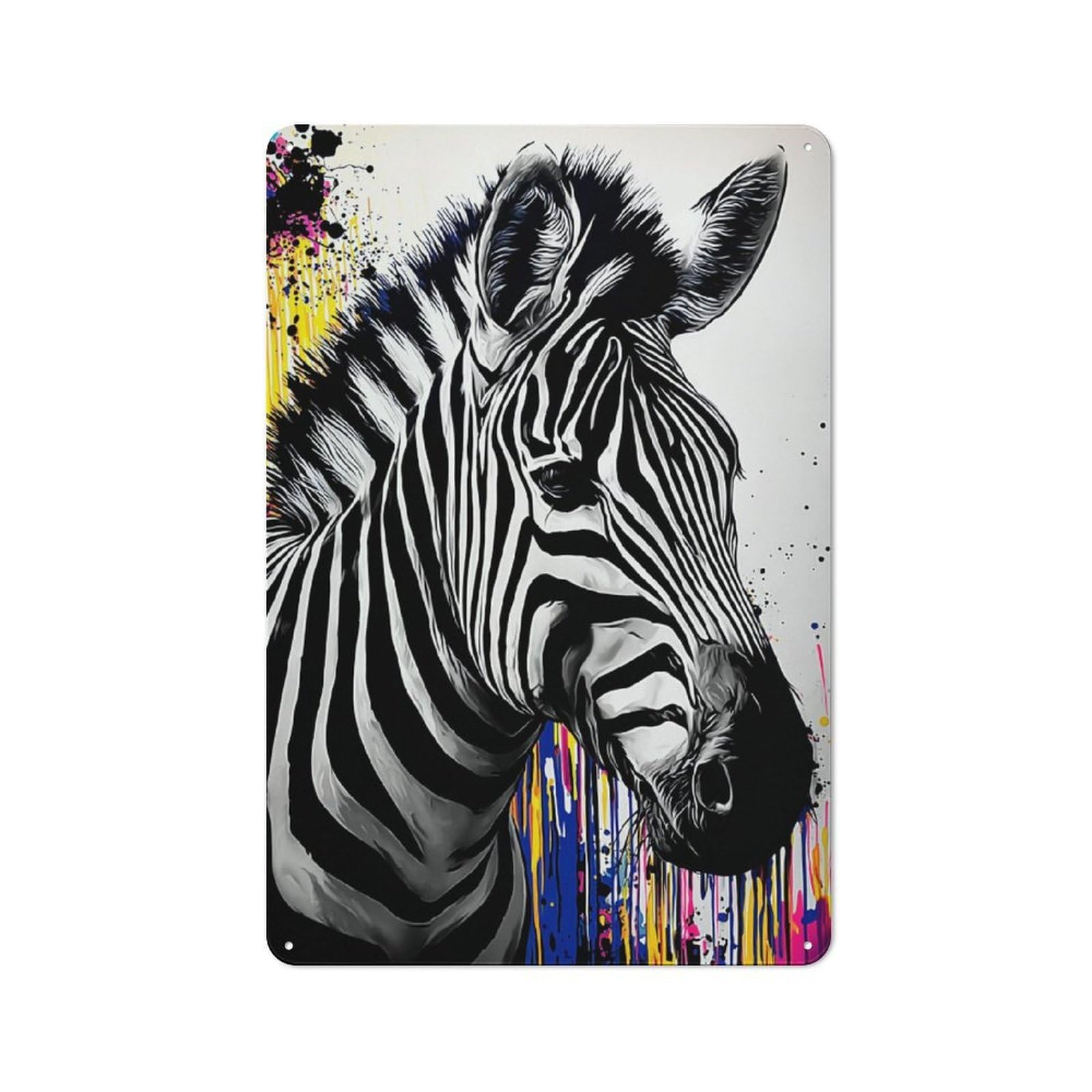 Junmoney Abstract Zebra Artwork Decorative Tin Plaque With Design 30X20cm, Classic Novelty Wall Art For Flat, Dorm Room, Lounge Or Cafe