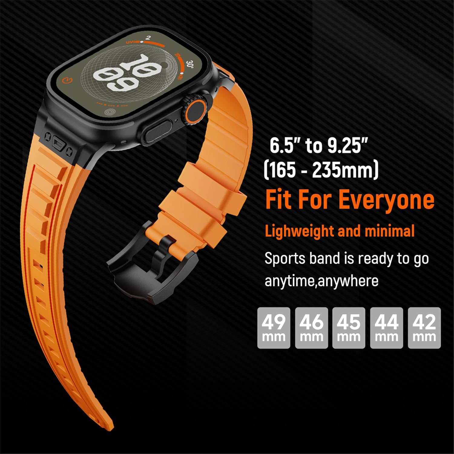 Sport Band for Apple Watch Ultra 3 2 Band 49mm 46mm 45mm 44mm, Men Tactics Rugged Silicone Rubber Waterproof Strap with Stainless Steel Metal for iWatch Series 11 10 9 8 7 6 5 4 SE 3 2 1 - Image 6