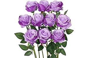 Luyue Artificial Purple Rose Flower Silk Realistic Long Stem Fake Roses Bouquet...
