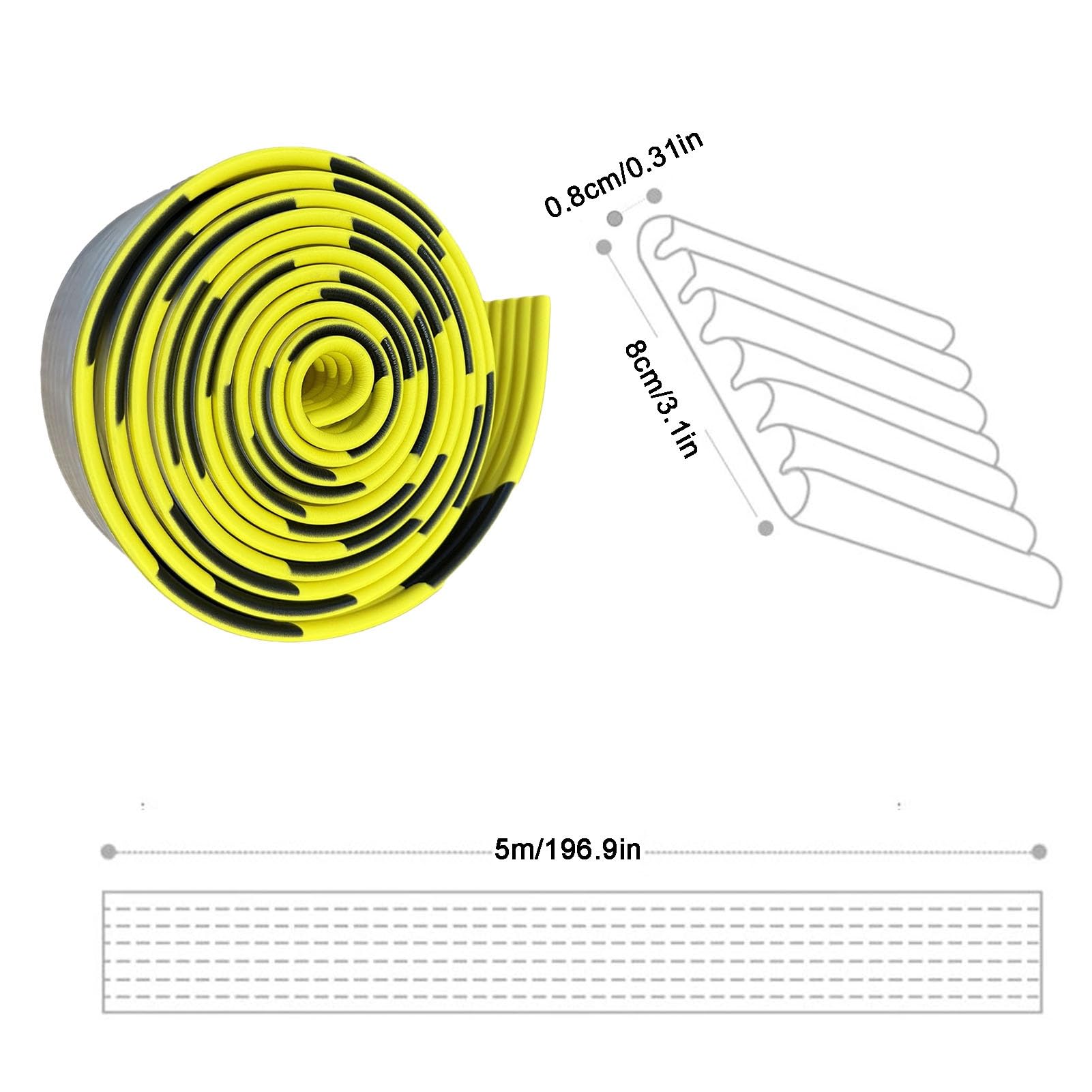 Protector de esquina de espuma industrial, 5 m, autoadhesivo, de alta visibilidad, color negro y amarillo, protector de borde de seguridad para almacenes y fábricas (1 unidad)
