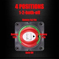 Vista 2 de Ampper - Interruptor de batería 1-2-ambos-apagado 12V - 48V, interruptor de desconexión de batería marina, corte de energía y apagado para auto