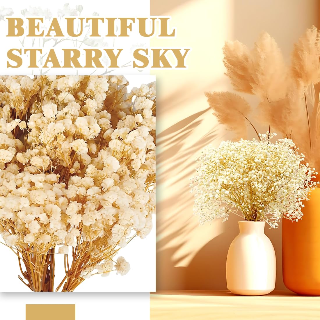 100 Pezzi Gypsophila Essiccata Bianchi Fiori Secchi per Decorazioni Nozze