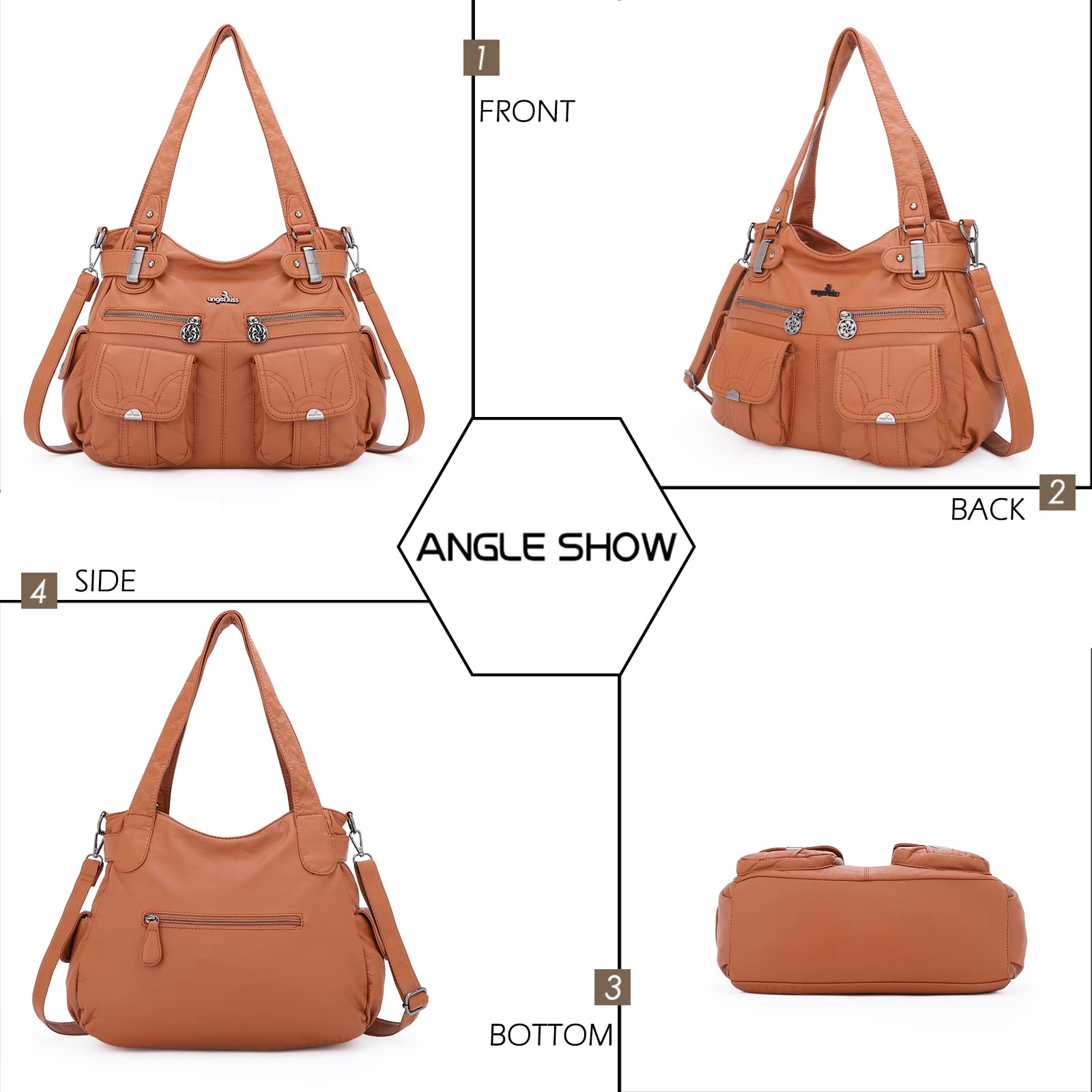 Angel Kiss Sac a Main Femme Grand Sacs à Main Portés Épaule Femme Pu Cuir Sac Bandoulière Sacs Cabas
