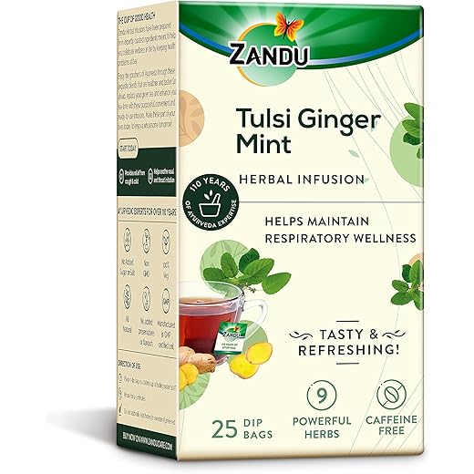 Zandu Tulsi Ginger Mint Herbal Tea 25 Bags