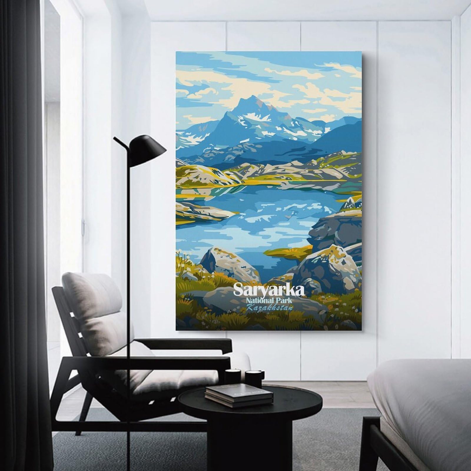 Junmoney Saryarka National Park Kazakhstan Landscape Art Hanging Wall Art, 12x18inch(30x45cm), for New Homes, Bedrooms Or Workspaces, Thoughtful Wall Decor for Art Lovers