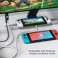 Vista 5 de MANMUVIMO Cable mini HDMI portátil compatible con Nintendo SwitchOLED, 2M6.6 pies, puerto de carga rápida de 100 W, cable adaptador USB-C a HDMI