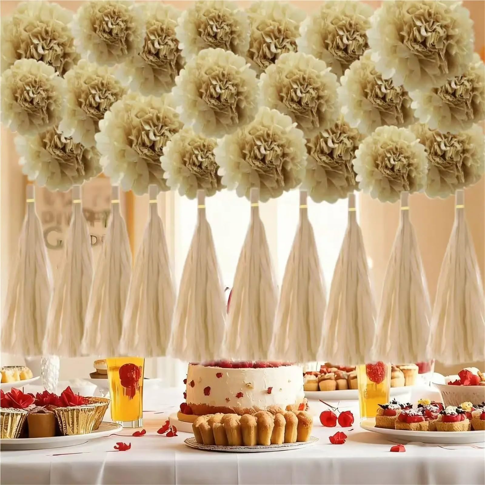Pompones Decoracion Borla de pompones papel tisú | 30 piezas for decoración de fiesta, ceremonia, aniversario de boda, cumpleaños