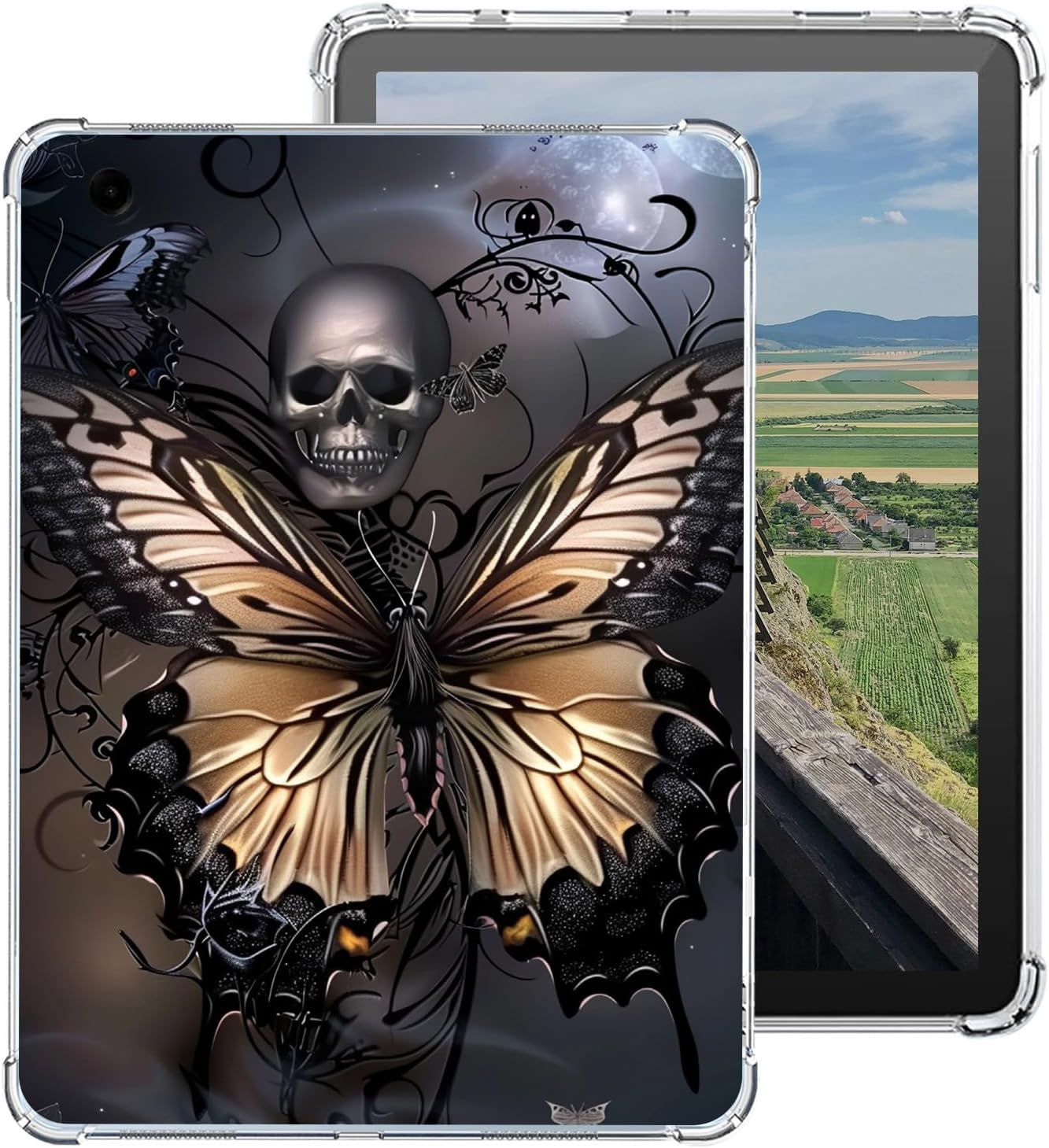 for Samsung Galaxy Tab A9 Case, Lightweight Shockproof for Galaxy A9 Tablet 2023 Case Clear, Slim Full Protective Bumper Cover for Galaxy Tab A9 Tablet (Butterfly Skull)