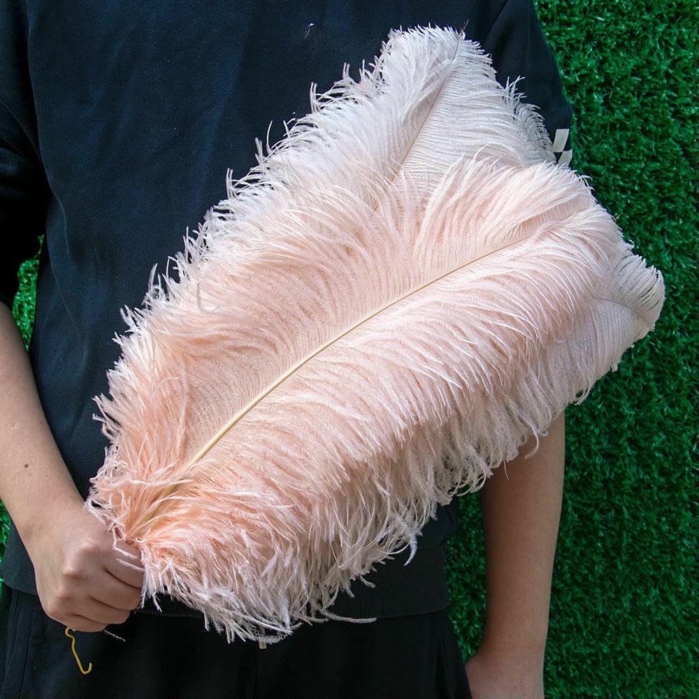 10 pezzi 25-50 cm piume di struzzo viola per artigianato, decorazioni di carnevale, centrotavola, vasi, accessori artigianali-champagne-35-40 cm