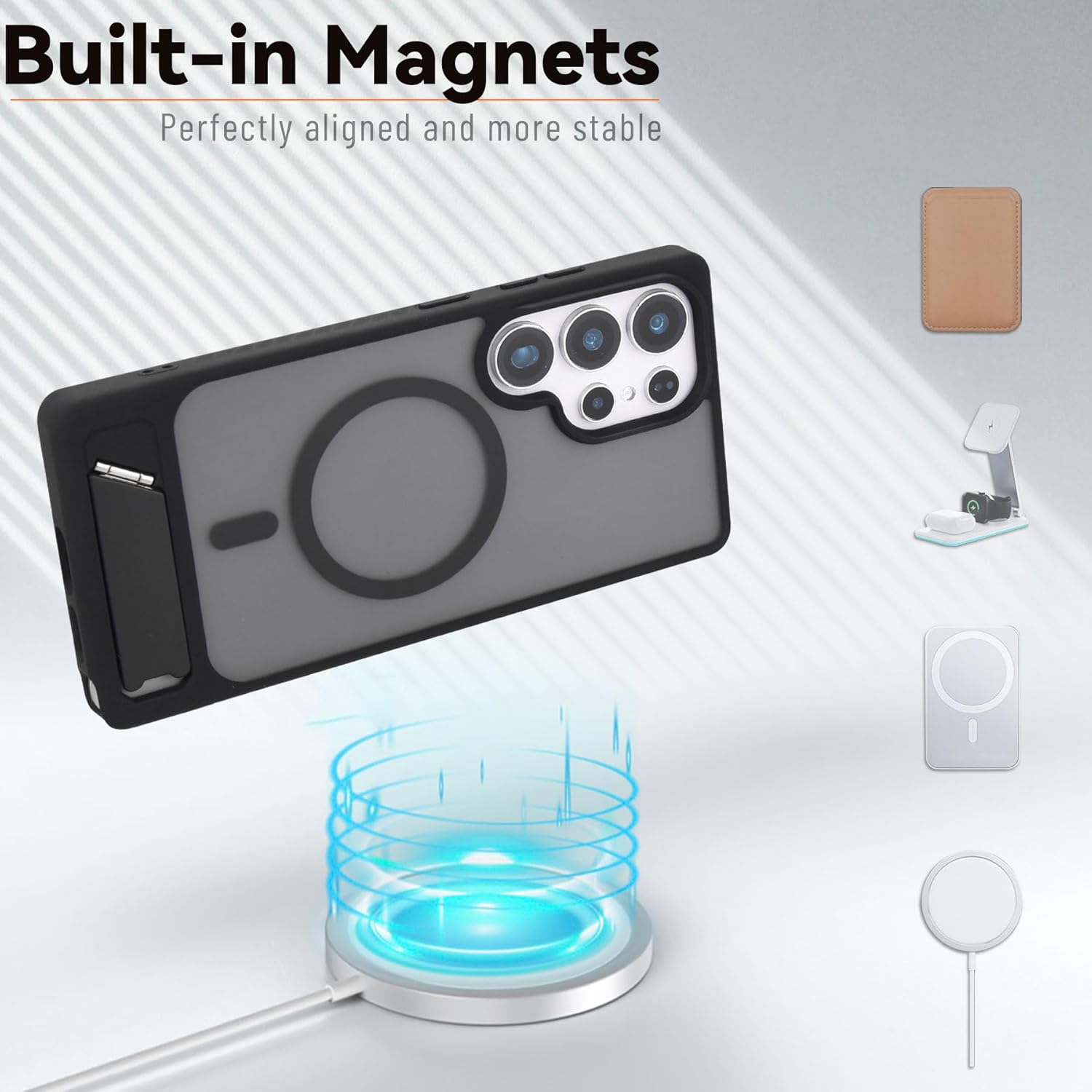 for Samsung Galaxy S25 Ultra Magnetic Case,Anti-Slip Frame Translucent Matte PC Back Protective Phone Cover,Compatible with MagSafe Accessories,Dark Black - Image 3