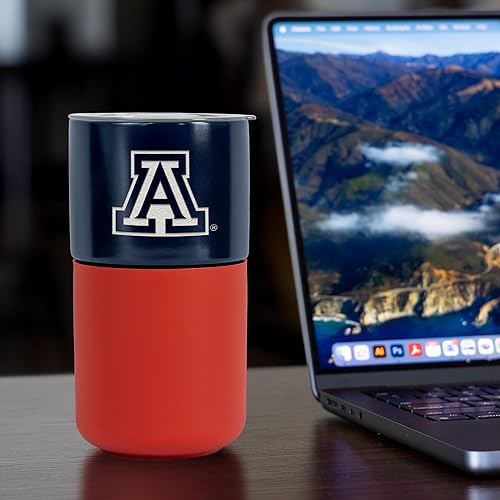 Miniatura 167 de Rico Industries NCAA Miami of Ohio Redhawks - Vaso de cerámica de 16 onzas con agarre de silicona, grabado láser profundo, diseño de color negro