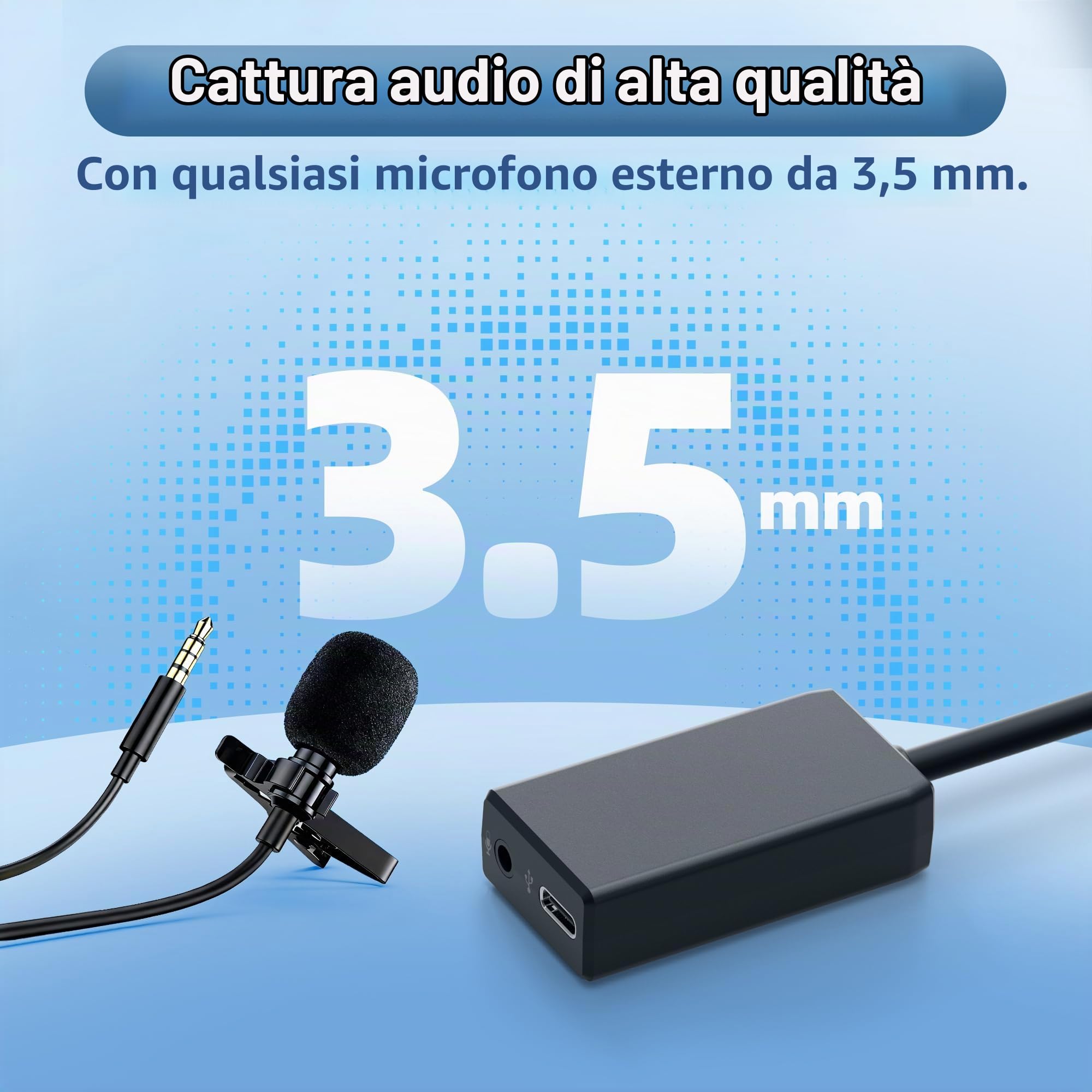 Adattatore microfono esterno con connettore di tipo C per fotocamera GoPro Hero tutte le serie converte microfono da 3,5 mm