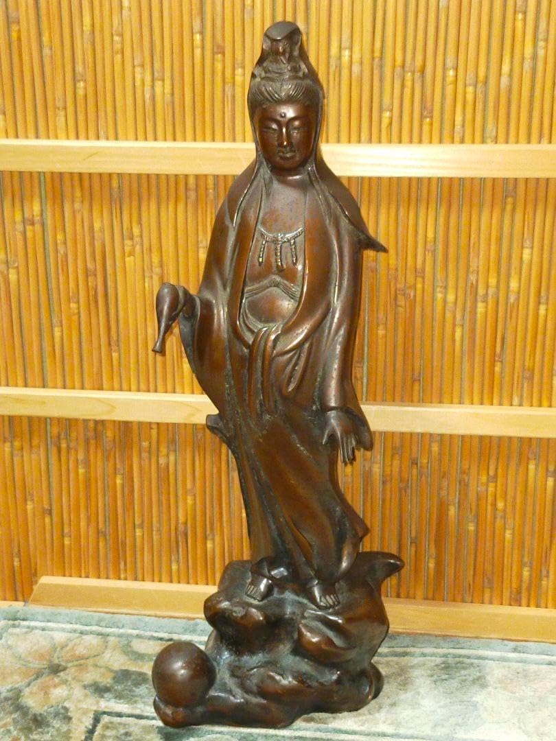 銅製　観音像　観音様　銅像　ブロンズ像　仏像　観音菩薩　骨董　古玩　中国 銅製 観音像 観音様 銅像 ブロンズ像 仏像 観音菩薩 骨董 古玩
