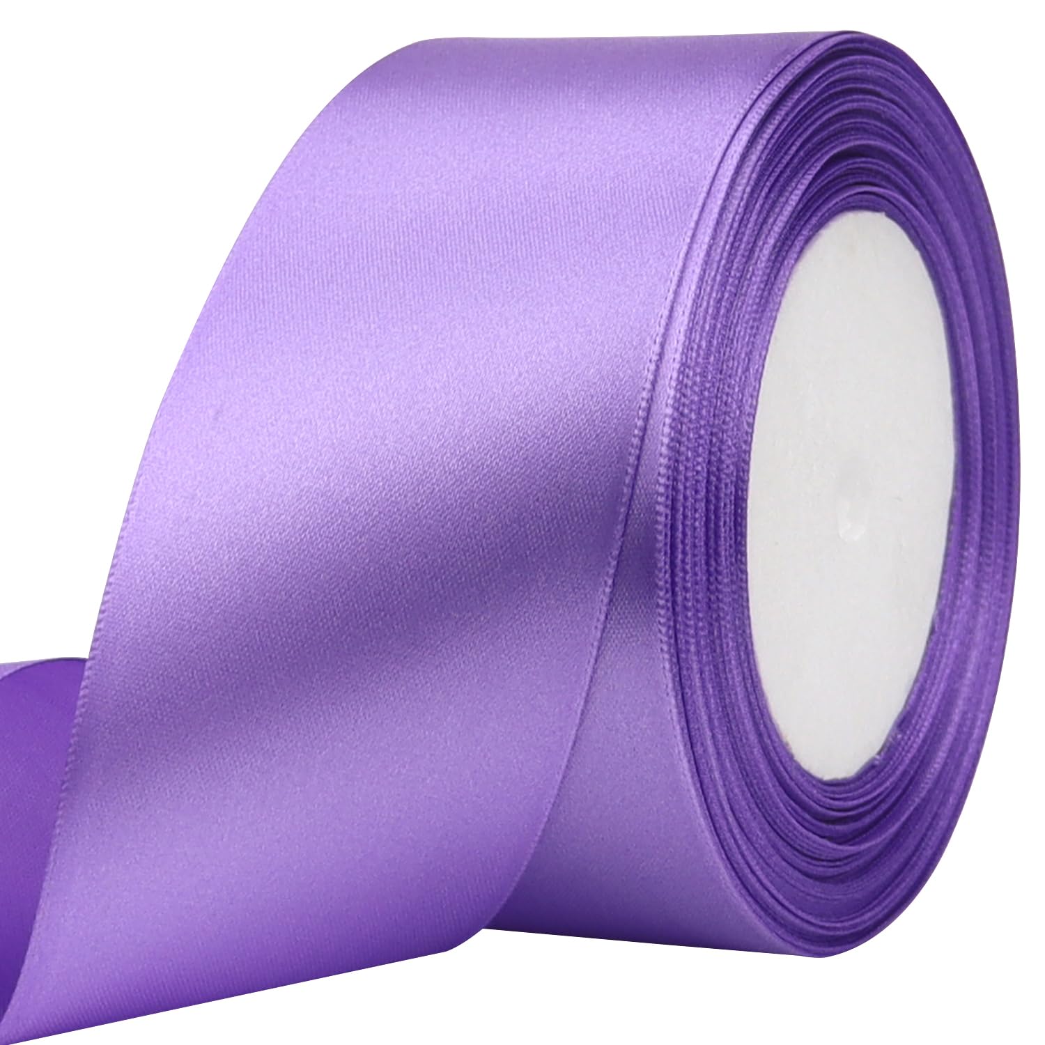 RIUNBB Light Purple Solid Satin Ribbon 2 Inch 25 Yards Solid Polyester Fabric Ribbon for Gift Wrapping Wedding Christmas Baby Shower Birthday Party Decoration Handmade Immortal Flower Craft