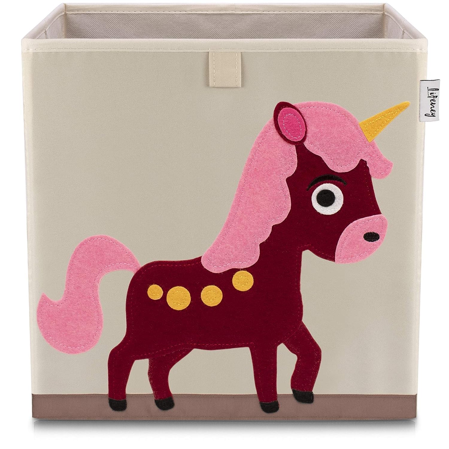LIFENEY Storage Box with Unicorn Motif, Toy Box with Animal Motif, Suitable for Cube Shelves, Organiser Box for the Children's Room, Storage Basket Children